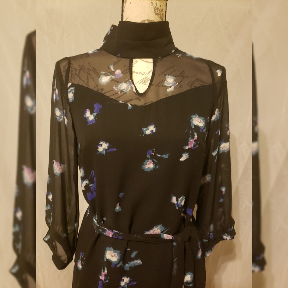 Black sheer floral dress
